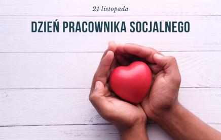 dłonie z sercem - napis dzień pracownika socjalnego