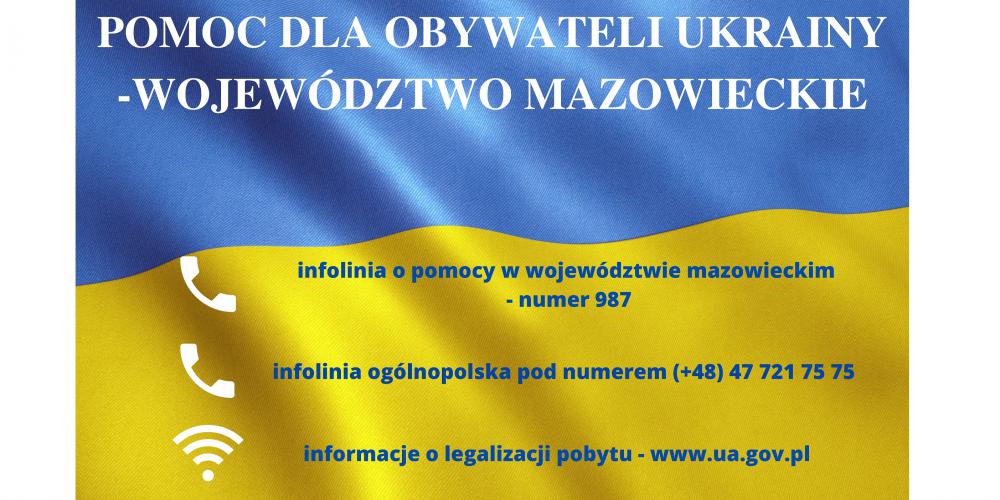 Plakat - Pomoc dla obywateli Ukrainy - dane kontaktowe w języku polskim