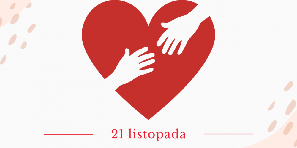 dłonie z sercem - napis dzień pracownika socjalnego  21 listopada